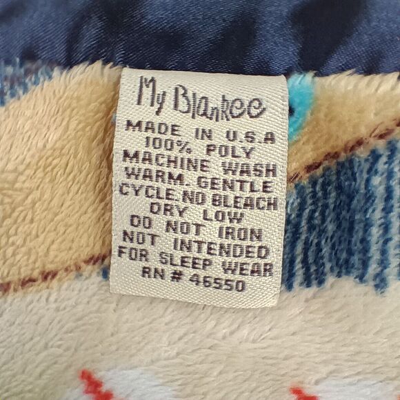 My Blankee Blue Satin Trim Sports Theme Baby Security Blanket Lovey Toddler - Picture 8 of 10